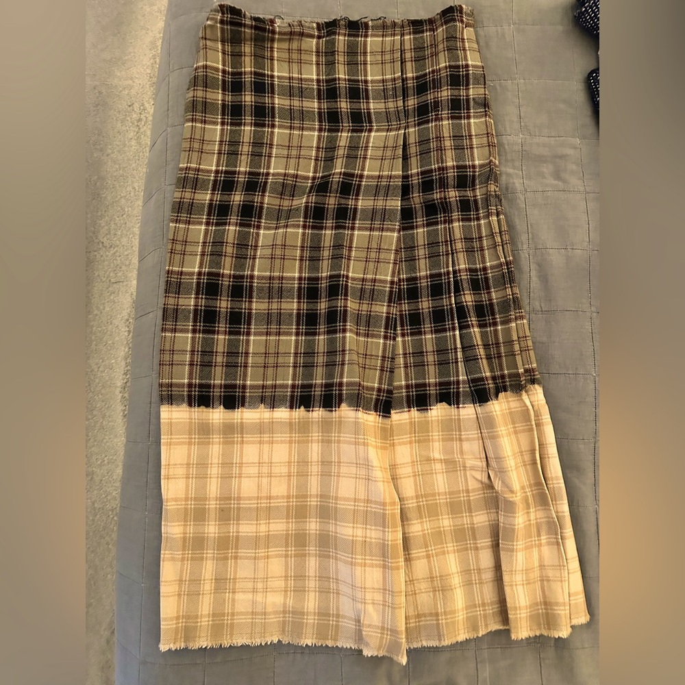Y's by Yohji Yamamoto Plaid Skirt - Black and Cream